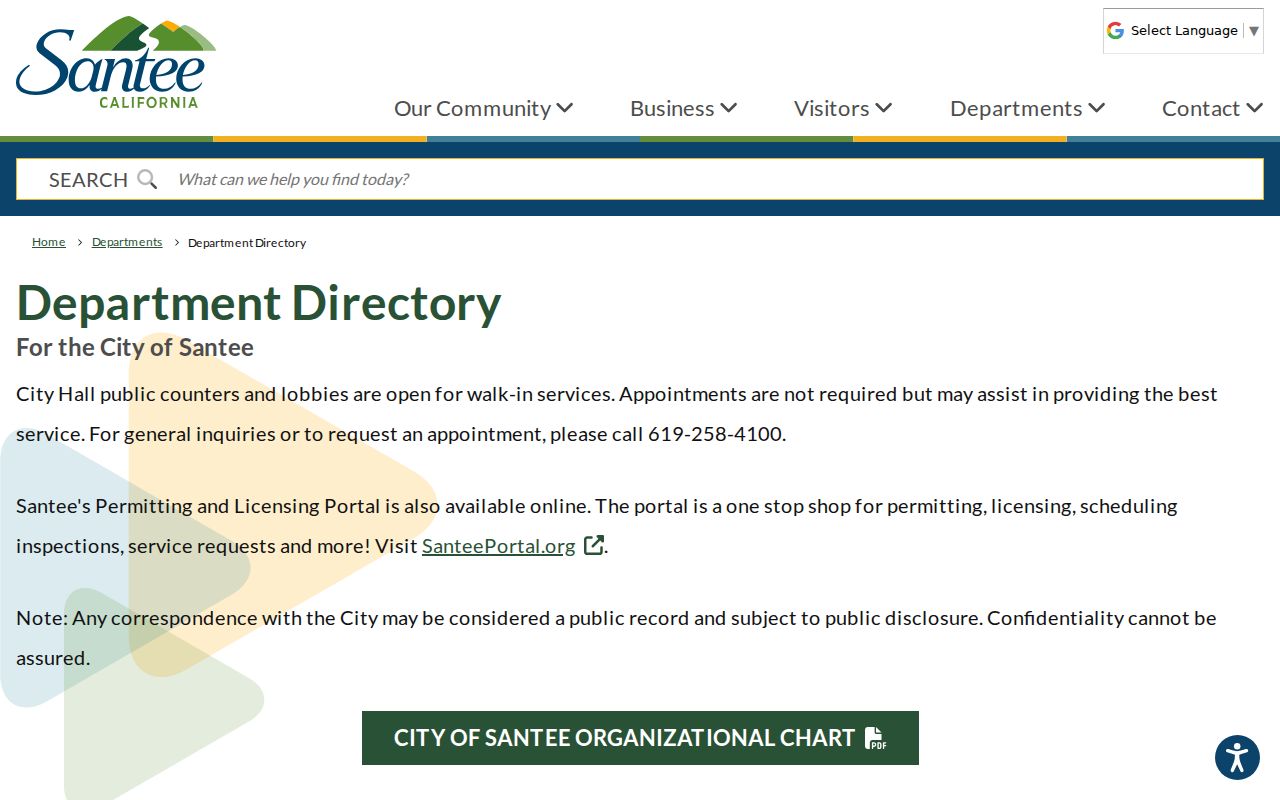 Santee residents directory city department records