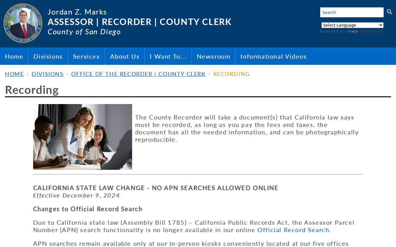 Santee residents directory recorder access