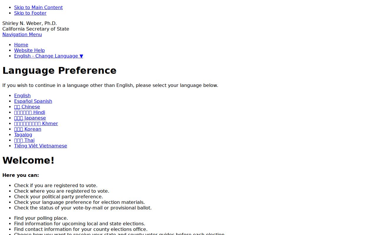 Santee resident lookup California My Voter Status