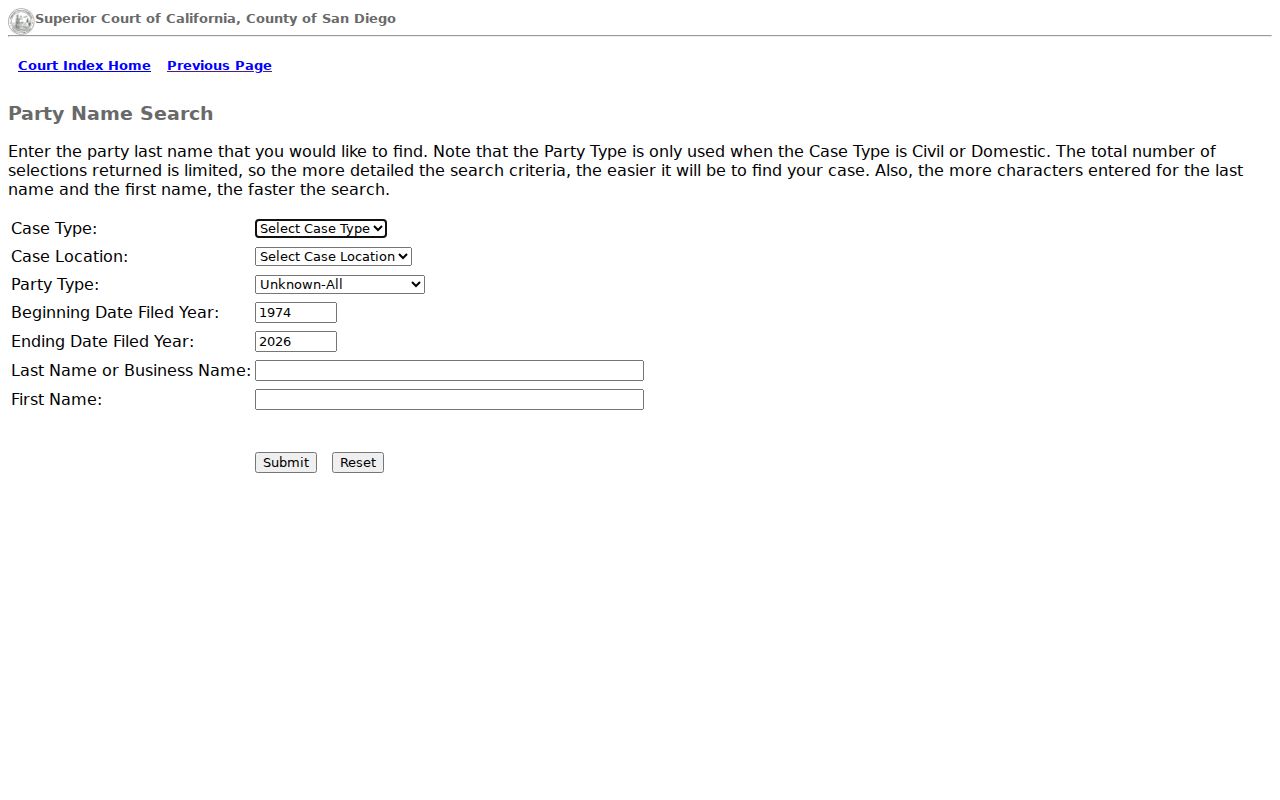 Santee resident lookup Superior Court party search